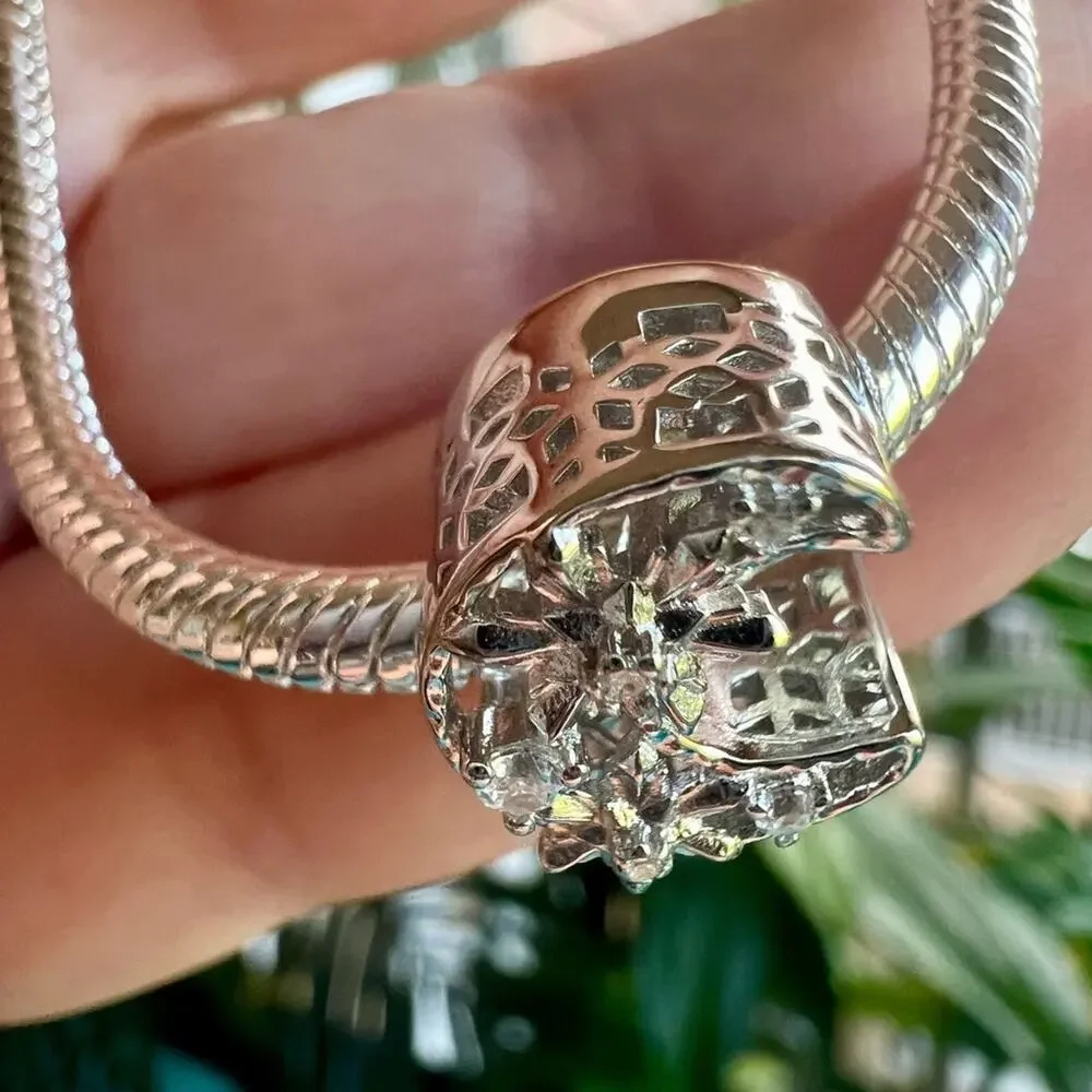 Silver Opalescent Moon Charm